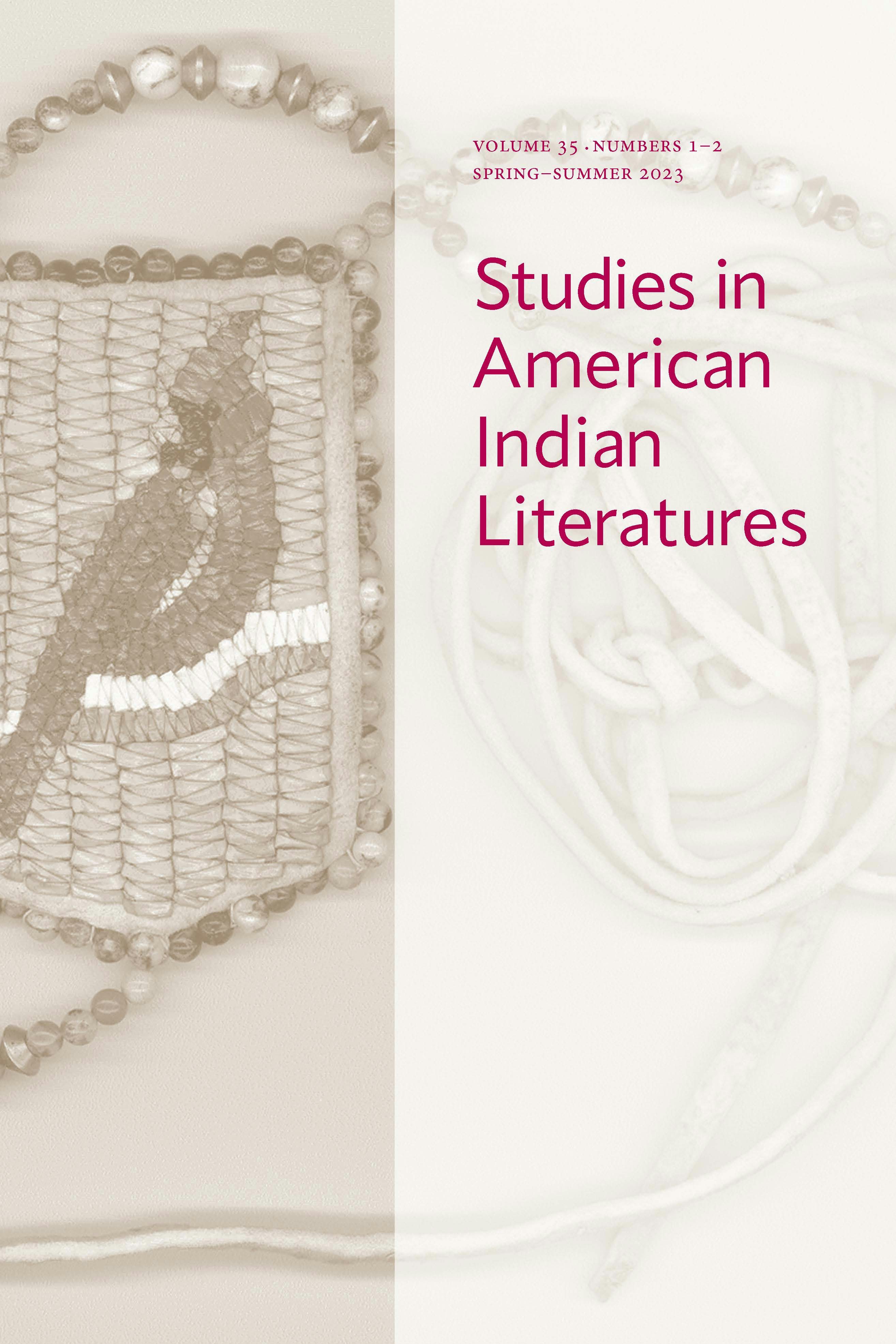 Cover of Studies in American Indian Literatures. Features a sepia tone image of a beadwork cardinal.