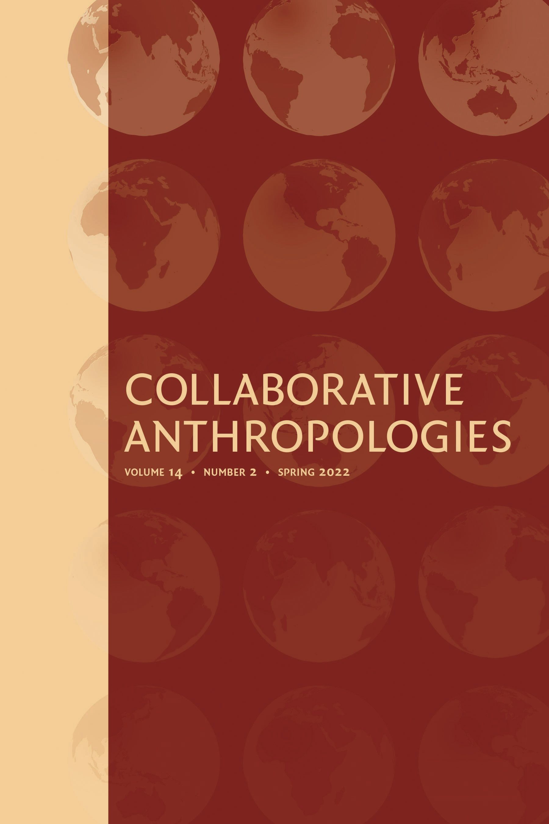 Cover of Collaborative Anthropologies. Features a graphic of several hemispheric views of Earth from different angles.