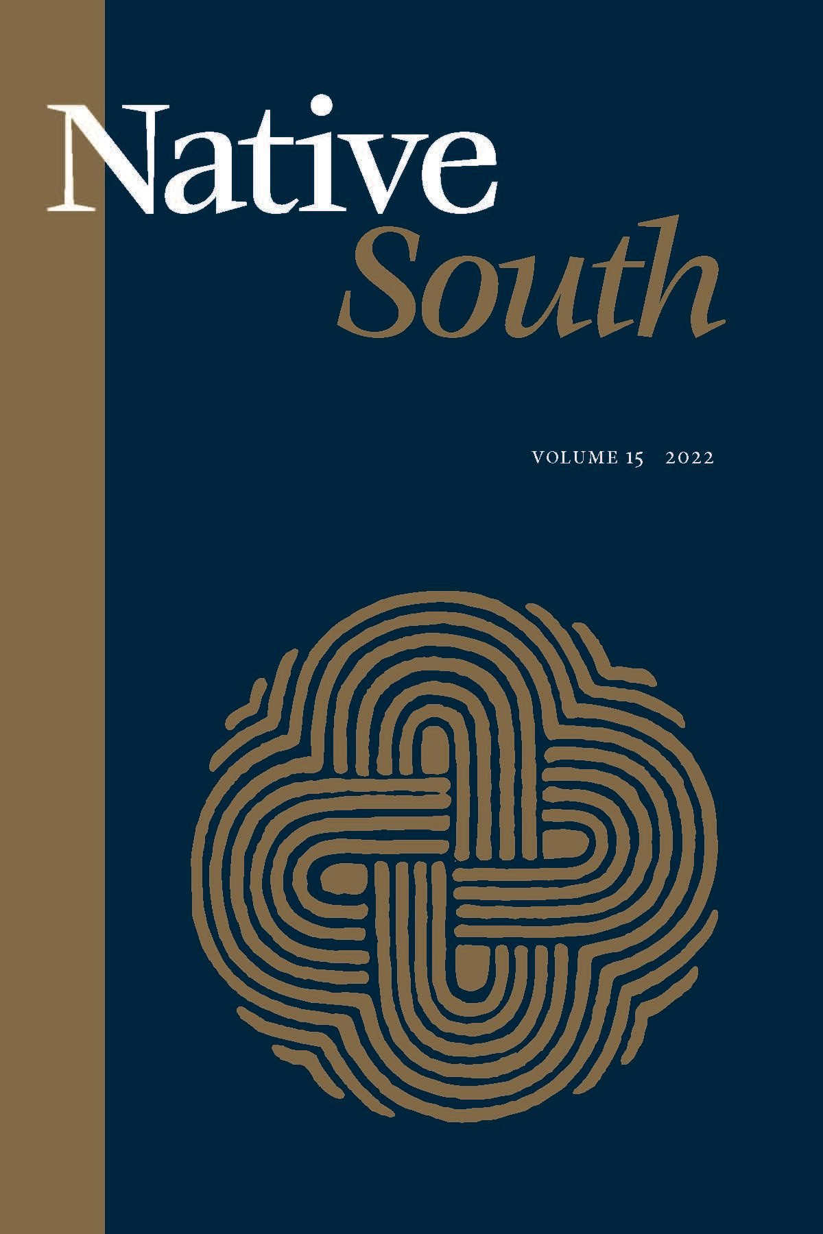 Native South cover. Features a gold-colored motif on a blue background.